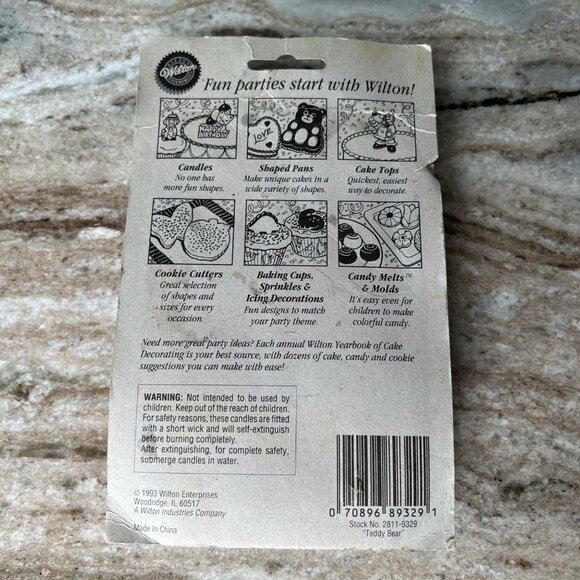 Vintage Wilton Teddy Bears Birthday Candles Set Of 6 Cake Topper New & Sealed - Picture 4 of 4